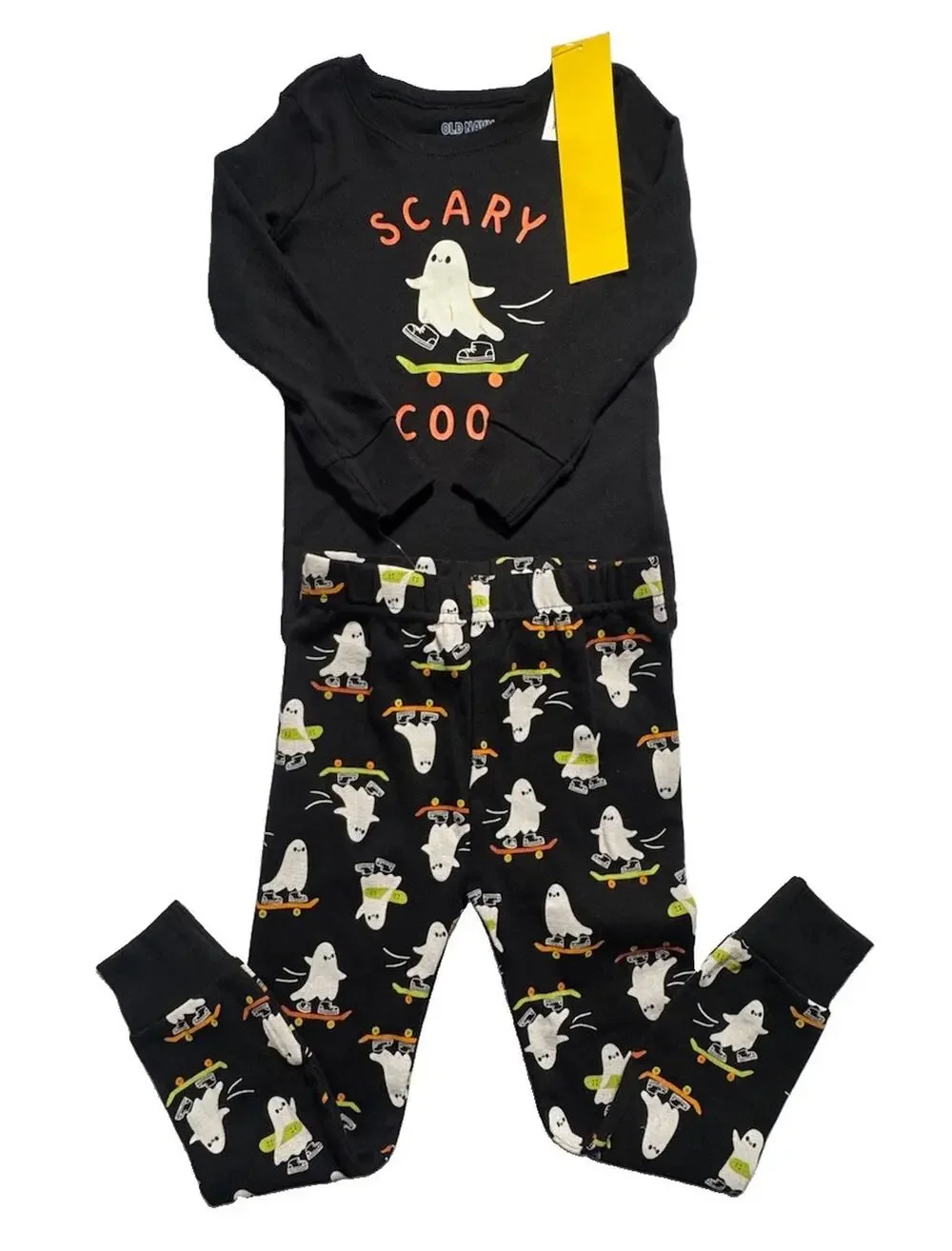 Old Navy Scary Cool Ghost Halloween Pajama Set Boys Girls 3T 2 Piece Cotton